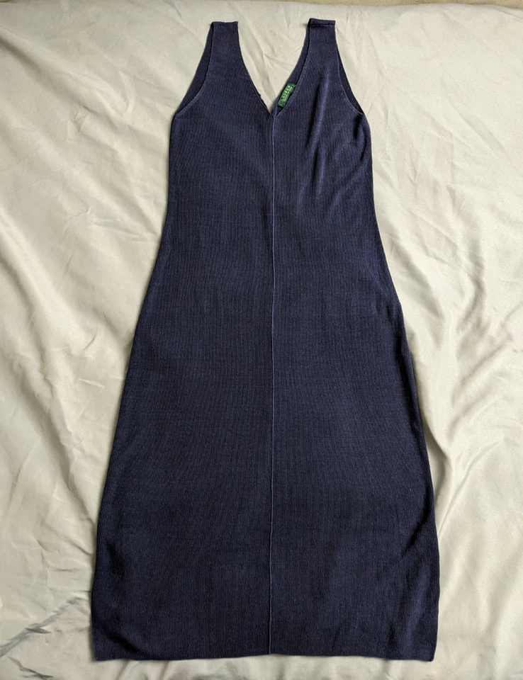 Lauren Ralph Lauren Tank Dress Womens Size L Blue 100% Linen Knit Midi Lagenlook - Image 1 of 4