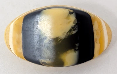 Vintage Celluloid Plastic Agate Bumblebee Jasper Style Oval Oblong Shank Button - Image 1 of 2