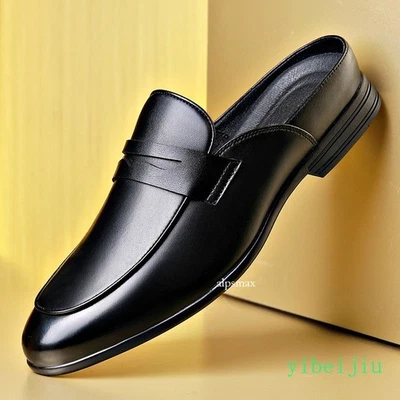 Men's Leather Half Slippers Dress Formal Mules Slides Shoes Summer Business  - Image 1 of 4