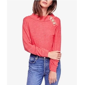 Free People Don't Forget Me Stricktop Gr. Small Knopfdetail Thermo korallenrosa - Bild 1 von 9