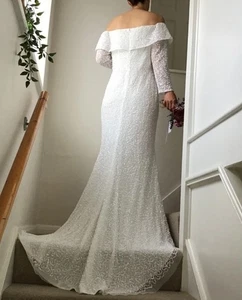 Karen Millen Bardot Draped Maxi Wedding Dress, Ivory, BNWT, Size 10 Petite - Picture 1 of 9