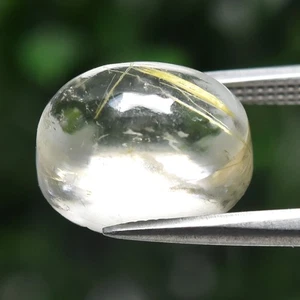 π 4.23ct Oval Cabochon Natural Golden Needles Rutile Quartz - Africa Gemstone - Picture 1 of 4