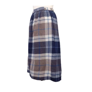 U.S. Clothing Co Midi Skirt Blue Plaid Wool Blend Vintage W 28 Small - Picture 1 of 11
