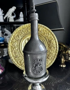 Antike Shtof-Termos Dose Frankreich 1910 0,75L Glasflasche Moonshine Cognac Dekor - Bild 1 von 6
