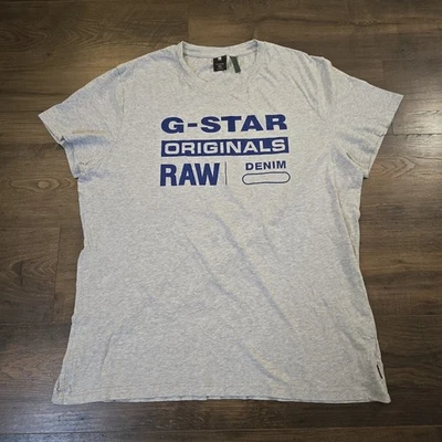 Camiseta Camiseta Para Hombre G-STAR / G CRUDA Gris Azul Cuello Redondo XXL Grande NUEVA Foto 1 de 4