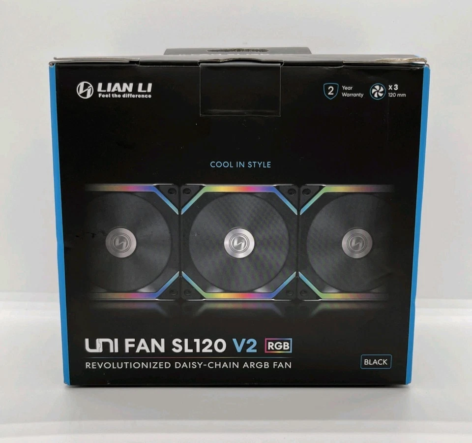 Lian-Li UNI FAN SL V2 120mm ARGB Case Fan with Controller, 3-Pack - Black - Image 1 of 1