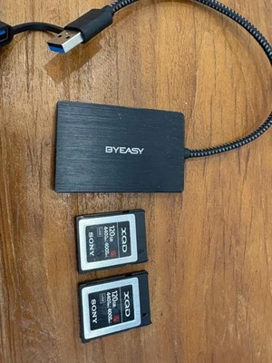 Sony 120GB XQD Memory Card 400MB/s* 2 pc-SB1 adaptor*1   Pre Owned - Image 1 of 2