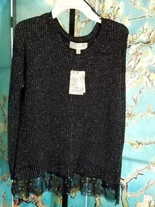 Neu mit Etikett rosa Republic Tüll Saum Metallic-Pullover, Größe Large, Einzelhandel $ 36,00 - Bild 1 von 3