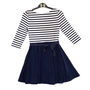 Polo Ralph Lauren Girls Striped Two-Tone Ponte Dress White Blue Size L - Picture 1 of 12