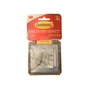 Command Clear Medium Wire Hooks Value Pack- 6 Hooks 8 Strips - Picture 1 of 3