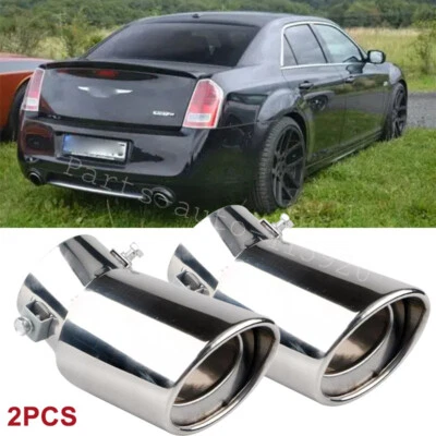 2x Exhaust Pipe Tip Rear Tail Throat Muffler Stainless Steel For Chrysler 300 Foto 1 de 4