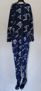 NFL Team Apparel Los Angeles Rams Zip Front Footie Pajama w/ Bag Navy Size M New - Picture 1 of 11