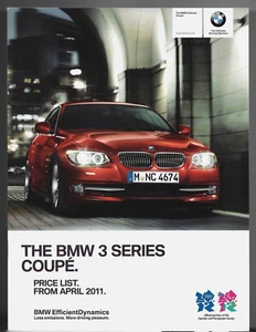 BMW 3-Series Coupe E92 Specifications 2011 UK Market Brochure SE & M Sport - Picture 1 of 2