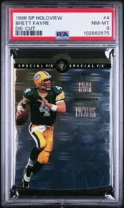 SET BREAK 1996 SP Holoview BRETT FAVRE Packers HOF DIE-CUT Gold # 4 PSA 8 Pop 3 - Foto 1 di 2