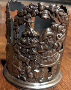 Vintage Godinger Weihnachtsmann Windlichthalter Zinn ohne Kerze - Bild 1 von 7