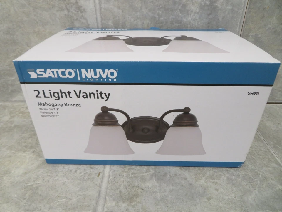 15" 2 Light  Empire Vanity with Frosted White Glass - SATCO-60-6086 - Image 1 of 1