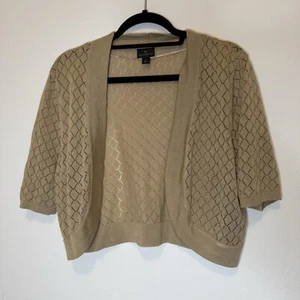 Worthington Strickjacke Kurzarm offen beige khaki Weste Crocket Größe L - Bild 1 von 4