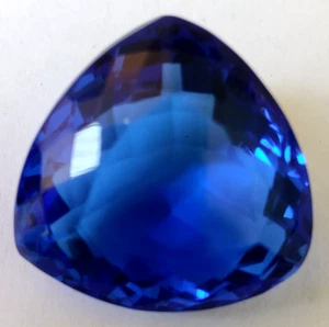 AAA+ 36.7ct. Large Blue Tanzanite Trillion Cut Loose Gemstone Gift for Women/Her - Picture 1 of 6