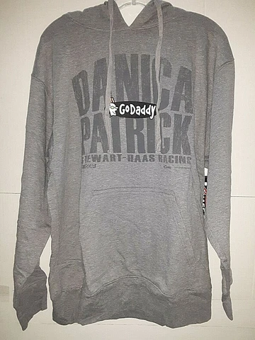 Danica Patrick Nascar Go Daddy Adult Grey Hooded Sweatshirt, L Cover