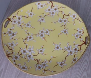 Vintage Nippon Hand Painted Platter Yellow W/ White Flowers - Picture 1 of 12