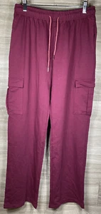 Agnes Urban Cargo Joggers Lounge Pants Mens M Maroon Red Drawstring NWT - Picture 1 of 4