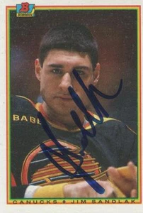 JIM SANDLAK FIRMADO 1990-91 BOWMAN #55 - CANUCKS VANCOUVER - Imagen 1 de 1