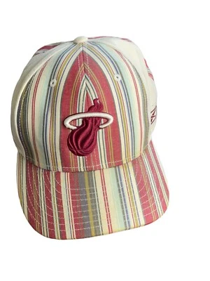 NBA Miami Heat Reebok Basketball Logo Striped Multicolor Cap Hat Size 7 5/8 - Image 1 of 4