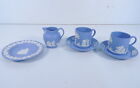 Lot 6 Wedgwood Jasperware Pieces Teacups Saucer Creamer Pitcher Plate Blue White