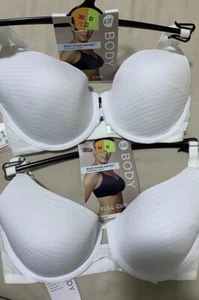 2X M&S BODY SHAPE DEFINE UNDERWIRED NATURAL UPLIFT FULL CUP Bras WHITE 32D - Picture 1 of 8