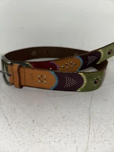 Fossil Damen Kleid Gürtel Gr. S Large Patchwork Nieten bestickt braun grün - Bild 1 von 3