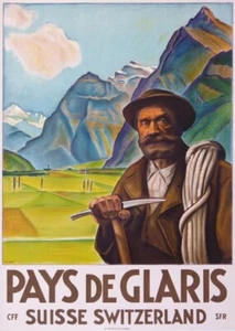BOERKLY PAYS DE GLARIS SUISSE SWITZERLAND 1930 VINTAGE POSTER - Picture 1 of 1