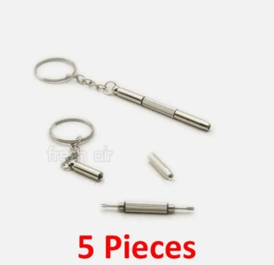 5 x Mini 4 in 1 Flat-Head, Cross-Head, Hexagonal Head Screwdriver With Key-Chain - Image 1 of 3
