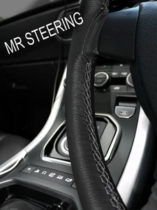 FOR MERCEDES 380SL 72-89 TRUE LEATHER STEERING WHEEL COVER GREY DOUBLE STITCHING - Picture 1 of 4