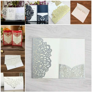 Personalized Laser Cut Printing Wedding Invitation Cards with Envelopes Seals US - Picture 1 of 49
