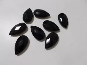 24pcs 38mm Top Drilled Faceted Flat Teardrop Acrylic Beads OPAQUE BLACK Drop A32 - Picture 1 of 1