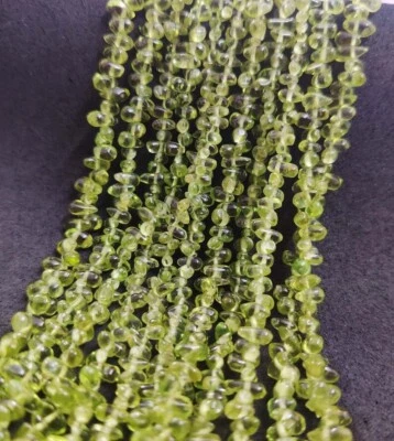 Natural Peridot Gemstone Beads 14" Green Peridot Smooth Drops Beads 3x5-3x8mm - Image 1 of 4