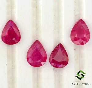 4.70 Cts Natural Ruby Pear Cut 8x6 mm Lot 04 Pcs Reddish Shade Gemstones GF - Picture 1 of 4