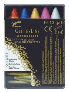 Jofrika Cosmetics 750758 - 5 Glitterstifte bunt mit Spitzer, Schminkstifte Set - Bild 1 von 1