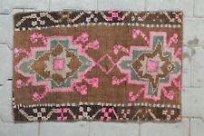 1’4” x 2’2” Ft Handmade Turkish Vintage Oushak Rugs, Door Mat Carpet, 2x3 Rug