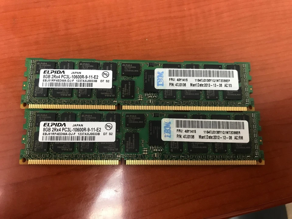 16GB (2 x 8GB) IBM 49Y1415 49Y1397 PC3L-10600 for IBM X3750M4 Elpida - Image 1 of 1