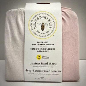 Burt's Bees Stubenwagen Spannbetttuch Bio 100% Baumwolle Rosa Unisex 15" x 33" Neu - Bild 1 von 4