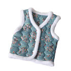 Fall Winter Kids Vest Button Closure Chinese Style Floral Print with Warm Plush