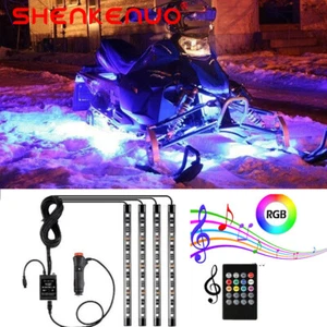 4Pcs Motorcycle RGB LED Neon Under Glow Lights Strip Kit For BMW Honda Suzuki US - Picture 1 of 12