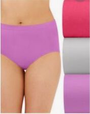 3 Bali Comfort Revolution Seamless Briefs Panties AK88 Pink Purple Gray Sz 6 / 7