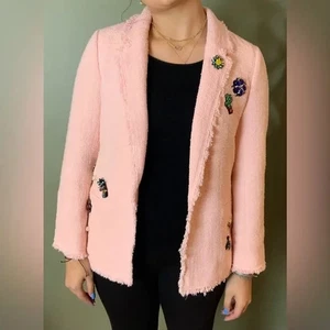 ZARA ROSA TWEED BOUCLE BLAZER MIT VERZIERUNG 2498/723/620 COCKTAIL PARTY M - Bild 1 von 24