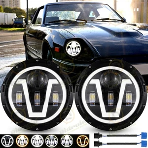 DOT Approved Pair 7inch Round LED Headlights Halo DRL For Datsun 280ZX 240Z 260Z - Picture 1 of 24