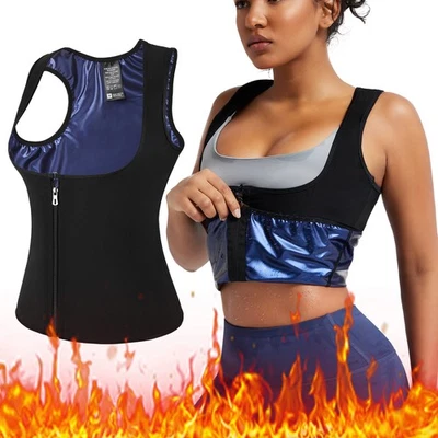 Waist Trainer Women Sweat Body Shaper Zip Vest Sauna Suit Weight Loss Tank Top - image 1 of 4