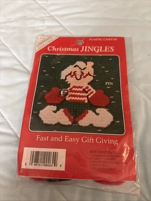 VTG 1993 Back Street Designs Christmas Jingles Plastic Canvas Pin Kit SEALED - Image 1 of 3