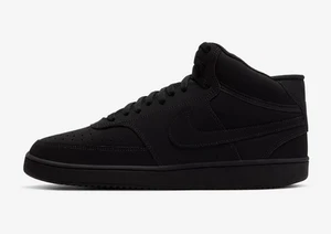 NIB MENS Nike COURT VISION MID Basketball Sneakers Triple Black Suede CU6620 001 - Picture 1 of 6
