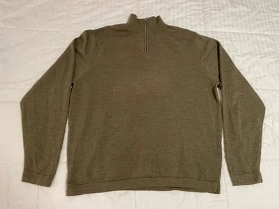 Suéter Garret Scott 1/4 Cremallera Para Hombres XL Ejército Verde Oliva 100% Lana Merino Pullover Foto 1 de 4